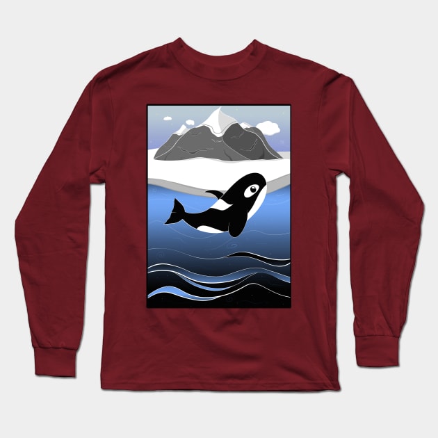 Breaching Arctic Orca Long Sleeve T-Shirt by PandLCreations